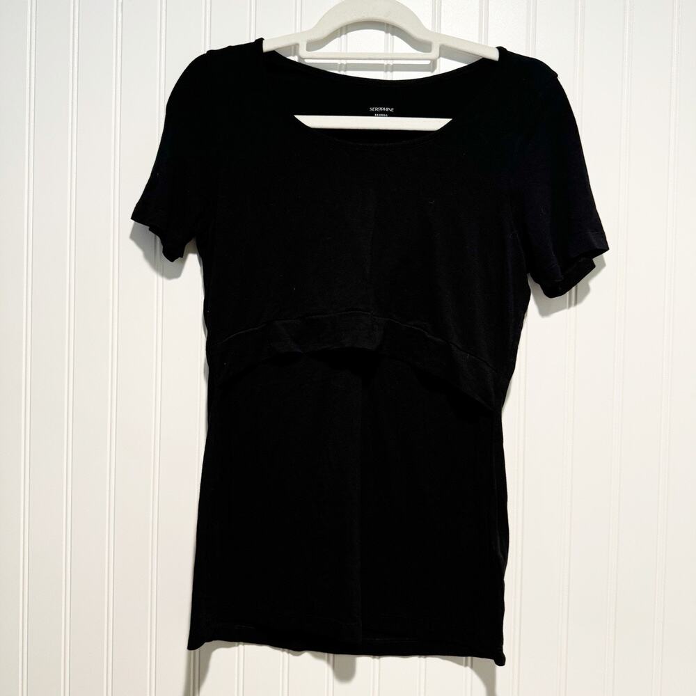 Seraphine Black Bamboo Nursing Tee Shirt Size Medium